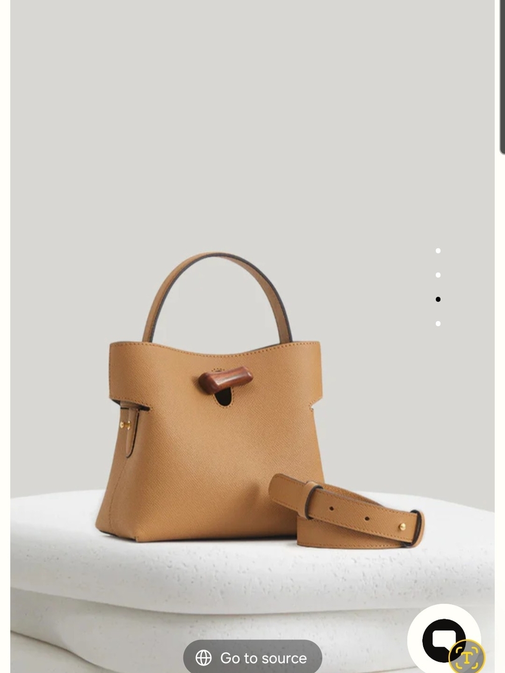 Everyday Tan Leather Tote with Wooden Toggle Accent - Picture 3 of 5